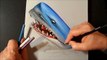 3D Trick Art - Drawing a Shark - Optical Illusion