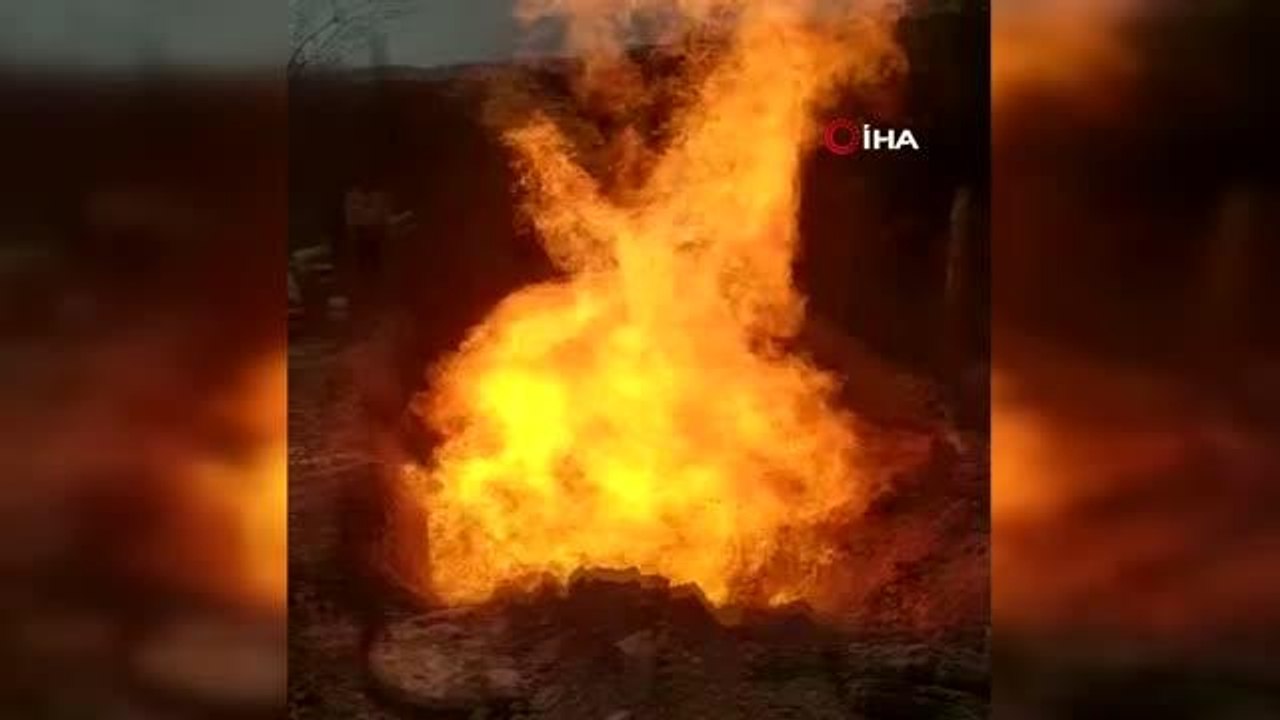 Doğalgaz boru hattı alev topuna döndü
