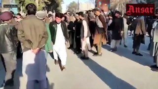 Hundreds took to the streets after the arrest of an Uzbek Taliban commander