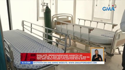 DOH: IATF, irerekomendang manatili sa alert level 3 ang NCR kung mababa pa rin sa 70% ang healthcare utilization rate rito | UB