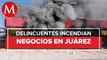 Incendian vehículos y negocio en Ciudad Juárez, Chihuahua