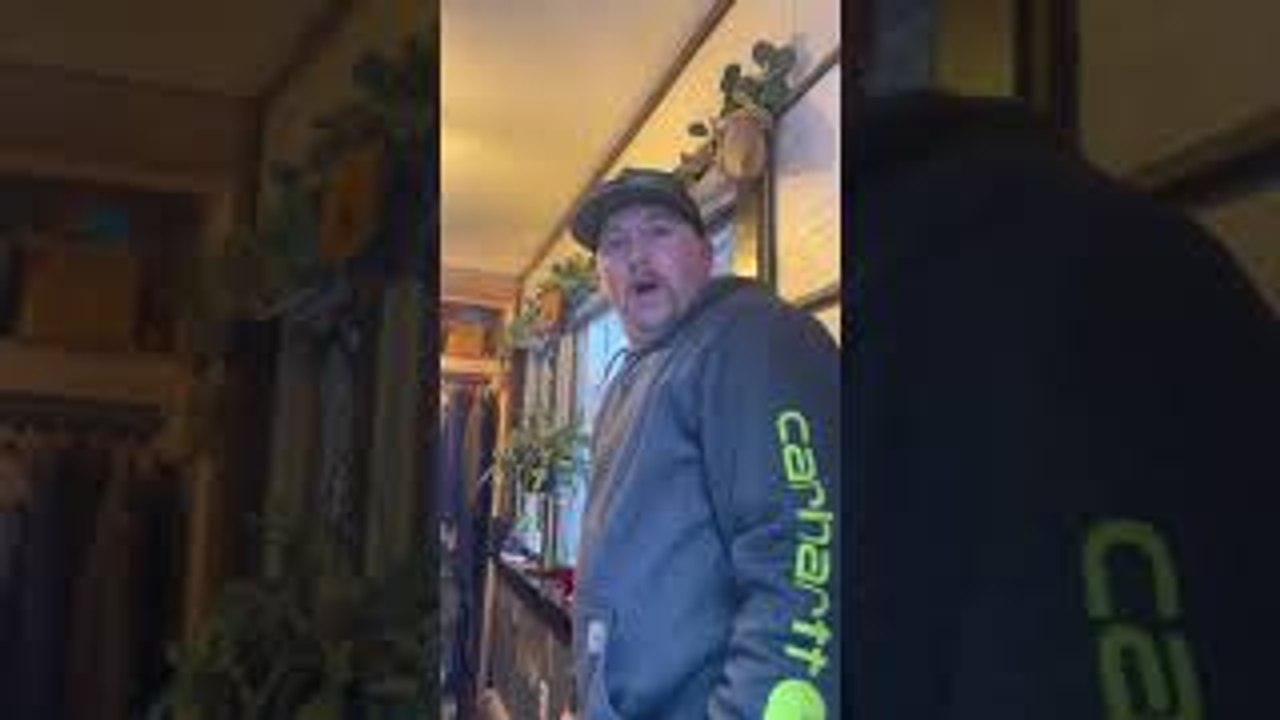 Fiance Thinking he is Picking up Dresser Surprised by Puppy