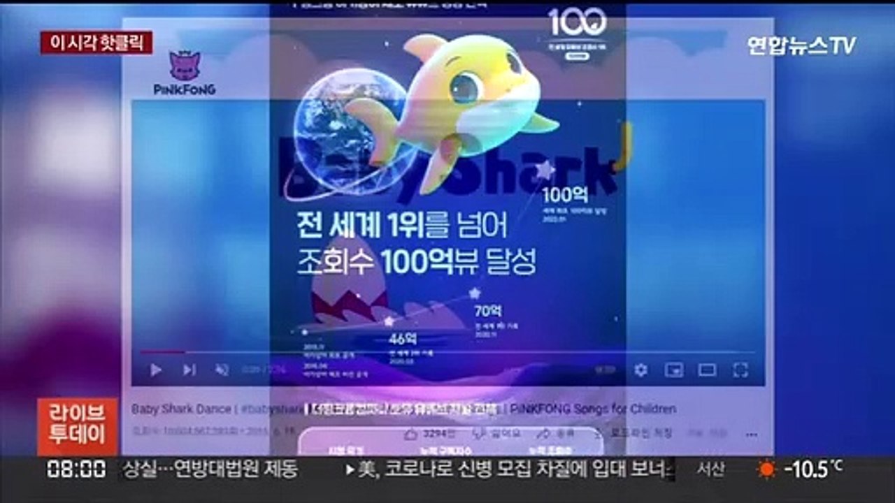 [핫클릭] '아기상어' 최초 100억 뷰…"세계인이 한번 이상 본 셈" 外