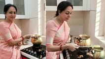 Hema Malini Pongal Dish बनाते Viral, बेटी Esha Deol का Pongal Celebration Video | Boldsky