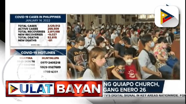 Temporary closure ng Quiapo Church, pinalawig hanggang Enero 26; Mga aktibidad sa taunang SINULOG festival sa Cebu, kinansela