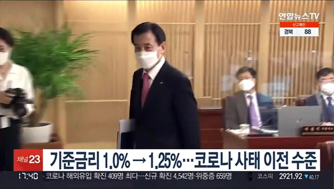 기준금리 1.0%→1.25%…코로나 사태 이전 수준