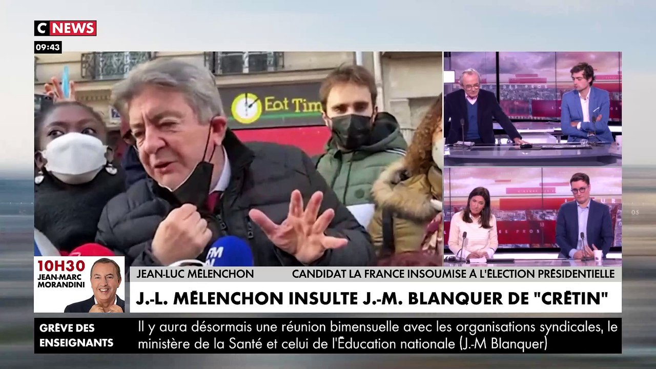 Insultes: Jean-Luc Mélenchon traite le ministre Jean-Michel Blanquer de "crétin" pour sa gestion de la crise sanitaire dans les écoles - VIDEO