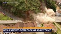 Um deslizamento de terra destruiu um casarão histórico, em Ouro Preto, Minas Gerais. A construção do século 19, estava em uma área de risco.