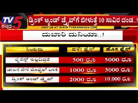ವಾಹನ ಸವಾರರೇ ದಂಡ ದುಬಾರಿ..!| Penalties for Traffic Violations | Traffic Rules List 2019 | TV5 Kannada