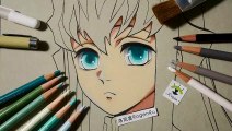 Drawing anime (manga) of Demon Slayer the Tokitou Muichirou using prismacolor pencils [71]