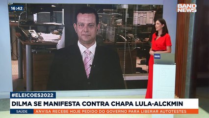 A ex-presidente Dilma Rousseff se manifestou contra a chapa Lula- Alckmin. O repórter Caiã Messina traz mais informações.