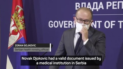 Descargar video: Djokovic's PCR test 'absolutely valid' says Serbian health official