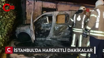 Pendik'te polis aracı yandı, alevler arşiv binasına sıçradı