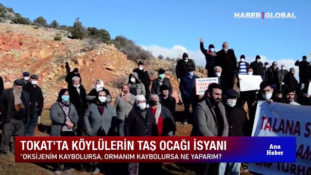 Tokat Turhal'da köylülerin taş ocağı isyanı