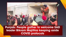 Punjab: People gather to welcome SAD leader Bikram Majithia keeping aside Covid protocols