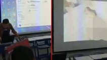 Tarih öğretmeni ders sırasında yanlışlıkla kız arkadaşıyla cinsel ilişkiye girdiği anların videosunu açtı