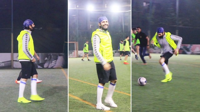 Kartik Aaryan Clicked While Playing Football At Juhu Ground