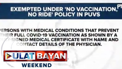 'No vax, no ride' policy, ipatutupad na sa pampublikong transportasyon bukas