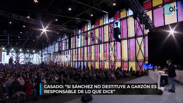 Casado: «Si Sánchez no destituye ya a Garzón es responsable de lo que dice»