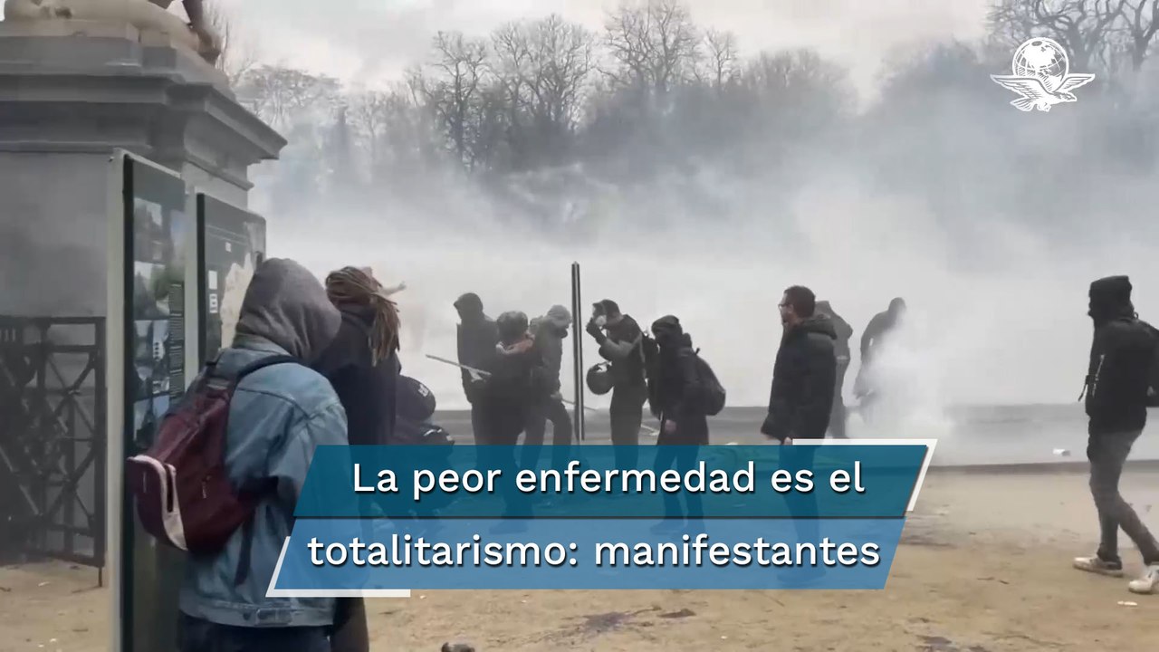 Termina en disturbios protesta en Bruselas contra restricciones antiCovid-19