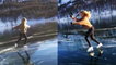 'Figure skater turns up the heat while dancing on frozen lake '