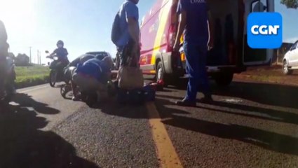 Colisão entre motos deixa mulher ferida às margens da BR-277
