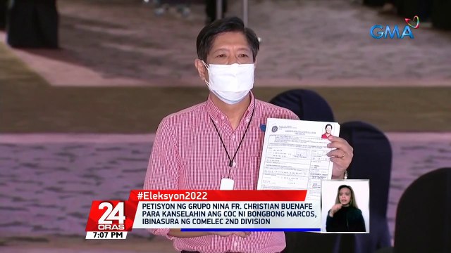 Petisyon ng grupo nina Fr. Christian Buenafe para kanselahin ang COC ni Bongbong Marcos, ibinasura ng Comelec 2nd Division | 24 Oras