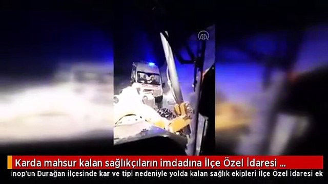 Karda mahsur kalan sağlıkçıların imdadına İlçe Özel İdaresi ekipleri yetişti