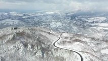 (DRONE) Domaniç Dağları kar yağışıyla beyaza büründü