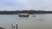 Huge accommodation barge towed up River Medway