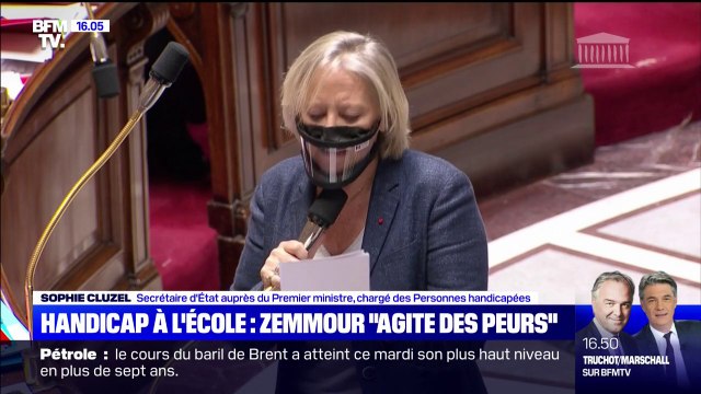 Handicap à l'école: Sophie Cluzel salue la réaction unanime et immédiate de l'ensemble de la classe politique contre les propos d'Éric Zemmour
