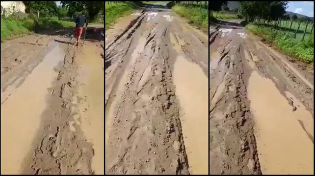 Ilhados, moradores da zona rural sofrem com lama e cobram passagem molhada a gestão do prefeito Zé Aldemir