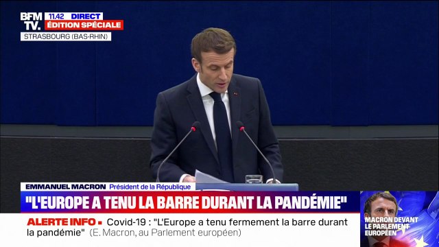 Emmanuel Macron devant le Parlement européen: Nous serons au rendez-vous du combat pour la démocratie libérale
