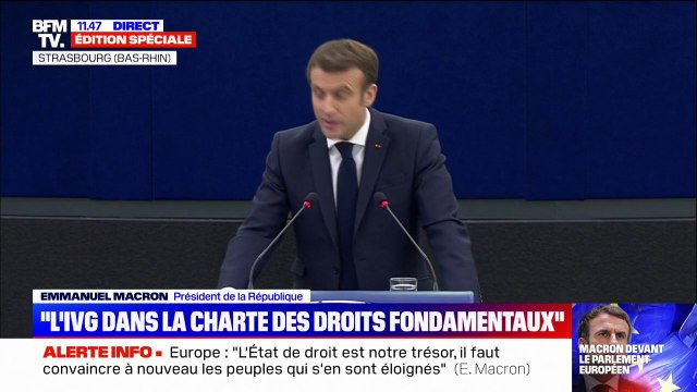 Discours devant le Parlement européen: Emmanuel Macron souhaite inscrire l'IVG dans la charte des droits fondamentaux