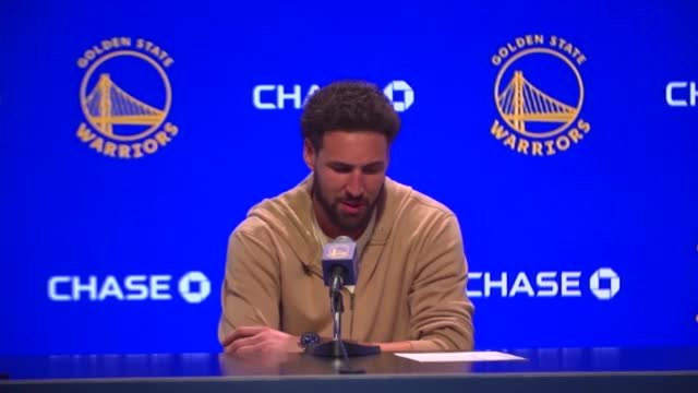 BASKETBALL: NBA: Golden State Warriors post-game reaction (Thompson, Kerr)