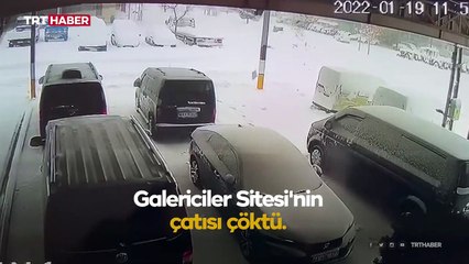 Galericiler Sitesi'nin çatısının çökme anı kamerada