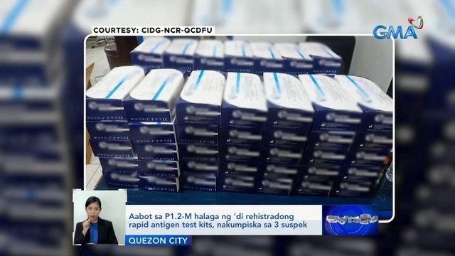 Aabot sa P1.2-M halaga ng 'di rehistradong rapid antigen test kits, nakumpiska sa 3 suspek | Saksi
