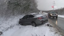 Çatalca'da kar yağışı kazayı da beraberinde getirdi: 1 yaralı