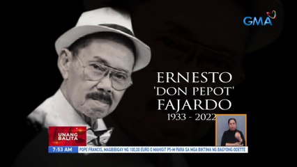 'Don Pepot', pumanaw dahil sa severe pneumonia na dulot ng COVID-19 | UB