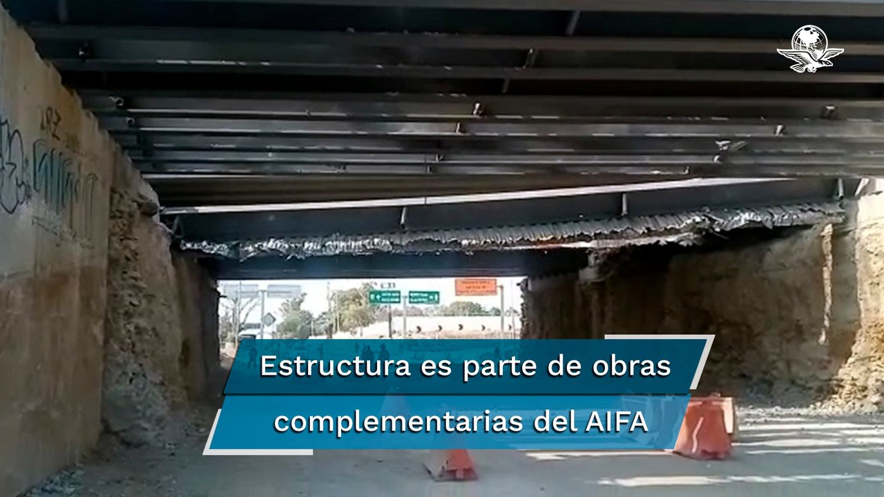 Se desploma trabe de un puente vehícular en rehabilitación en la carretera federal México-Pachuca
