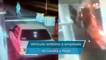 Conductor arrolla a empleado de caseta Las Américas por no querer pagar