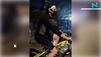 Watch, Kartik Aaryan cycles his way back home after football game