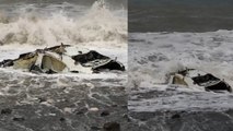 Selde denize sürüklenen araç, 5 ay sonra sahile vurdu
