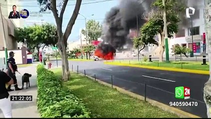 Jesús María: conductor salva de morir luego que auto que alquilaba se incendiara