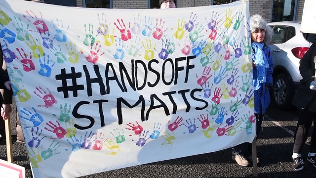 Staff from St Matthew's CofE Primary School picket at the headquarters of academy chain