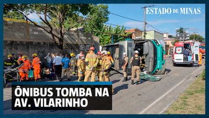 Ônibus do Move Metropolitano perde eixo e tomba na Vilarinho