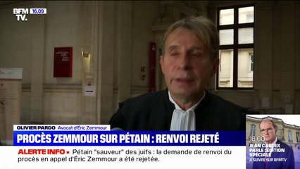 Pétain "sauveur" des juifs: le renvoi du procès d'Eric Zemmour rejeté