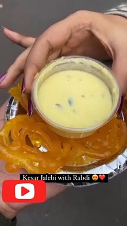 Kesar Jalebi With Rabdi  please follow and like