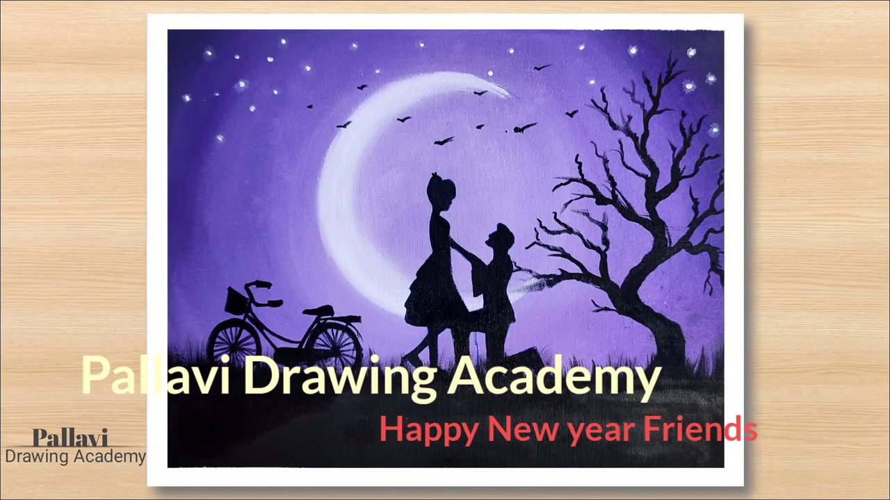 How to draw beautiful night painting with easy steps __ poster colour __Pallavi Drawing Academy(1080P_60FPS)