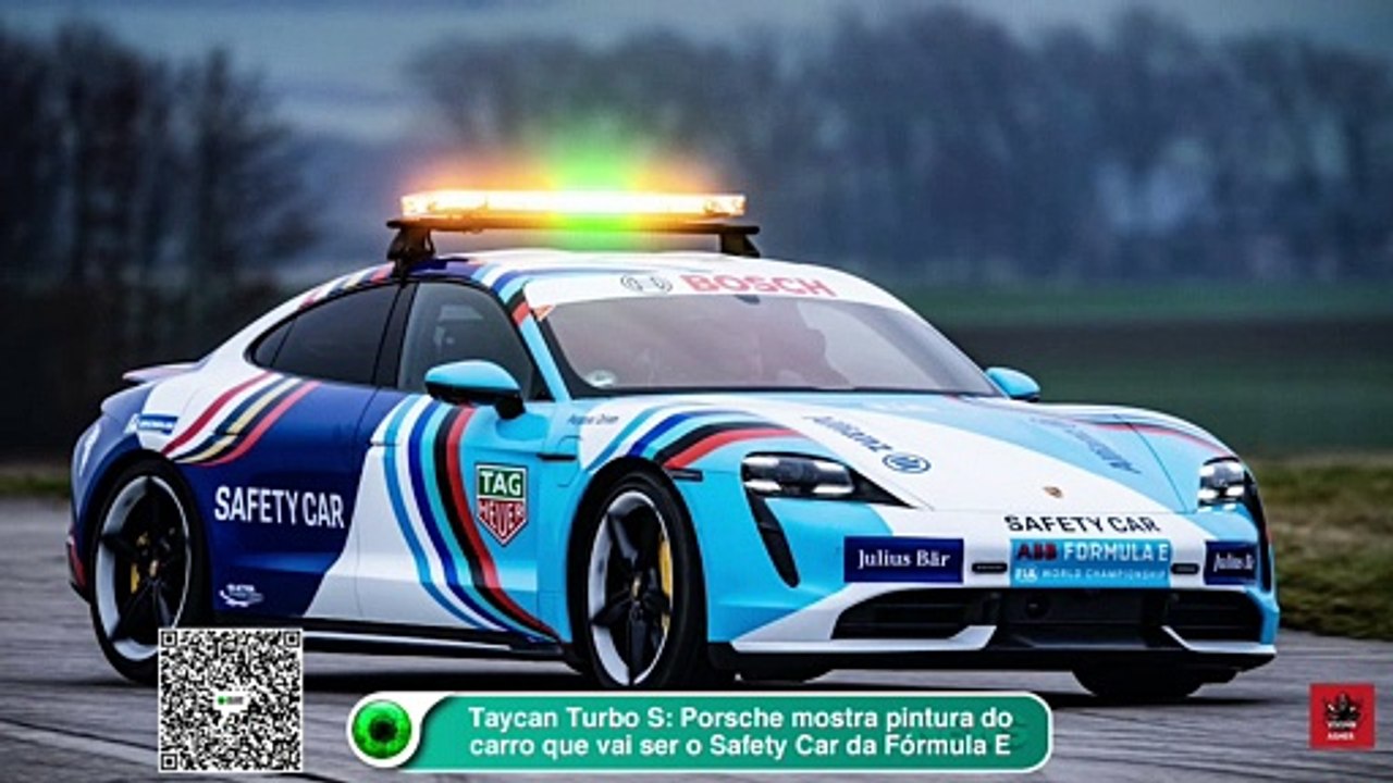 Taycan Turbo S Porsche mostra pintura do carro que vai ser o Safety Car da Fórmula E